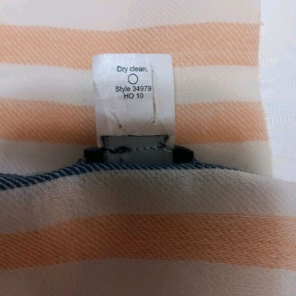 J Crew 100% Wool Scarf Striped Peach White Blue - Picture 8 of 11
